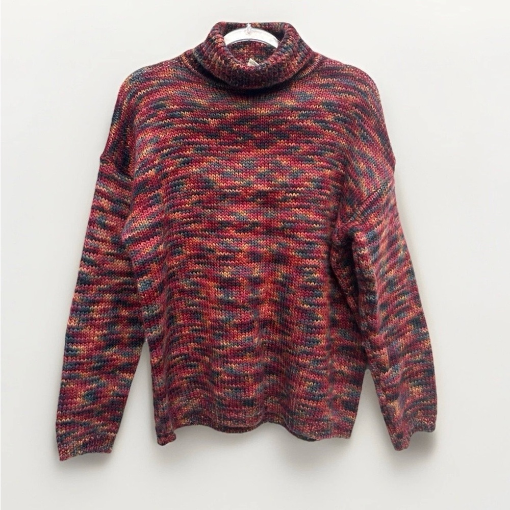 VTG Express Tricot Turtleneck Sweater Multicolor Womens Wool S Chunky Knit 90s